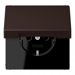 Kontaktligzda SCHUKO, 16 A 250 V ~, ar bērnu drošību un vāciņu, termoplasts krāsots, Serie LS, terre d’ombre brûlée 59