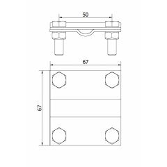 Krustklemme 4xM8x25 Rd8-10/FT40mm