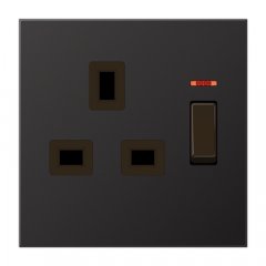 Kontaktligzda pārslēdzama Anglijas standarts, 13 A 250 V ~, skrūvju spailes BS 1363-1, 4 mm2, ar indikātoru, tumša