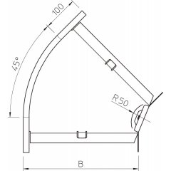 45° pagrieziens horizontals + stūra savien. 85x300, St, FS