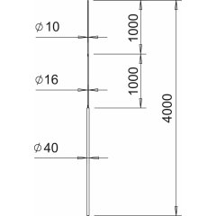 Zibensuztveršanas stienis trisstūra statīvam 4000mm, Alu 101 3B-4000