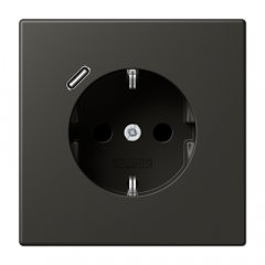 Kontaktligzda SCHUKO 16 A 250 V ~, USB pieslēgvieta 1 x Typ C, ar bērnu drošību, Serie LS, ombre naturelle 59