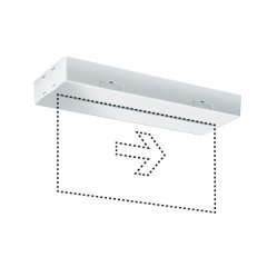 Emergency light for uninterruptible power supply, escape route signage, 24 m, display, surface mounting, recessed mounting and wall mounting