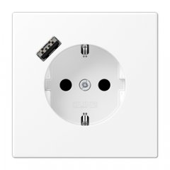 Kontaktligzda SCHUKO 16 A 250 V ~, USB pieslēgvieta 1 x Typ A, ar bērnu drošību, Serie LS, sniegbalts matēts