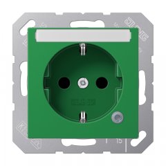 Kontaktligzda SCHUKO, 16 A 250 V ~, ar indikātoru, marķējams, ar bērnu drošību, termoplasts zaļš