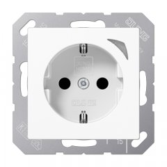 Kontaktligzda JUNG HOME SCHUKO®, 16 A 250 V ~, skrūvju spailes, ar indikātoru, ar bērnu drošību, termoplasts, Serie A balta