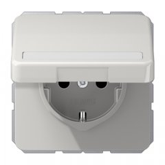 Kontaktligzda SCHUKO, 16 A 250 V ~, marķējams, ar bērnu drošību un vāciņu, termoplasts, Serie CD, gaiši pelēks