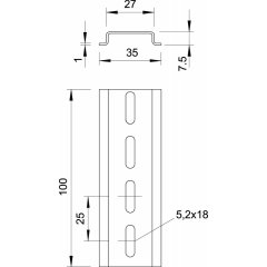 DIN sliede perforēta 2000x35x7,5, St, GTP