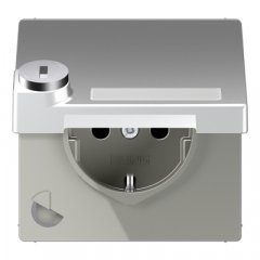 Kontaktligzda SCHUKO, 16 A 250 V ~, marķējams, ar bērnu drošību un vāciņu, ar drošības slēdzeni, termoplasts, alumīnijs