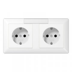 Kontaktligzda ar kabeļu kanālu-SCHUKO®, 16 A 250 V ~, marķējams, duroplasts, Serie AS, balts