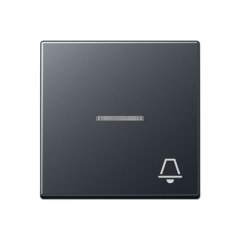 Taustiņs 1-viet, ar indikācijas logu, ar zvana simbolu, termoplasts, Serie A, antracīts matēts