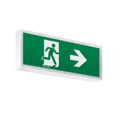 Emergency light, 3 hour, exit route sign, 24 m, LED technology, self-control, surface and recessed wall mounting