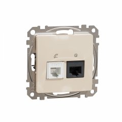 Tālrunis + datu Sedna Design & Elements, kontaktligzda RJ45 CAT5E UTP, RJ11, PRO, bēšs