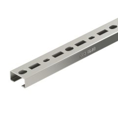 Profilēta sliede perf., šlices platums 17 mm 2000x35x18, V2A, 1.4301, 2B