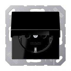 Kontaktligzda SCHUKO, 16 A 250 V ~, ar vāciņu, duroplasts, Serie A, melns