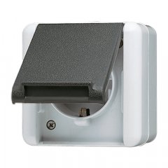 Kontaktligzda SCHUKO, 16 A 250 V ~, ar bērnu drošību un vāciņu, vertikāla montāža, IP 44, WG 800