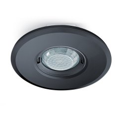 360° ceiling-mounted presence detector, flush-mounted, flat design, range approx. Ø 8 m, remote controllable, round black