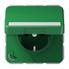 Kontaktligzda SCHUKO, 16 A 250 V ~, marķējams, ar bērnu drošību un vāciņu, termoplasts, Serie CD, zaļš