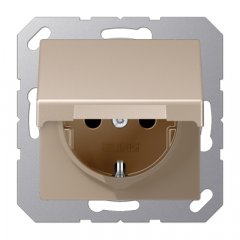 Kontaktligzda SCHUKO, 16 A 250 V ~, ar bērnu drošību un vāciņu, termoplasts krāsots, Serie A, šampanieša krāsā