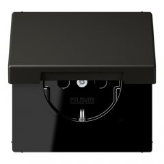 Kontaktligzda SCHUKO, 16 A 250 V ~, ar bērnu drošību un vāciņu, termoplasts krāsots, Serie LS, ombre naturelle 59