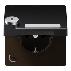 Kontaktligzda SCHUKO, 16 A 250 V ~, marķējams, ar bērnu drošību un vāciņu, ar drošības slēdzeni, termoplasts tumša