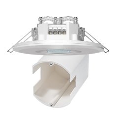 360° ceiling-mounted motion detector, recessed-mounted, approx. range Ø 8 m, remotely controlled, round white