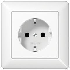 Kontaktligzda SCHUKO, 16 A 250 V ~, ar bērnu drošību, ar rāmi, duroplasts, Serie AS, balts