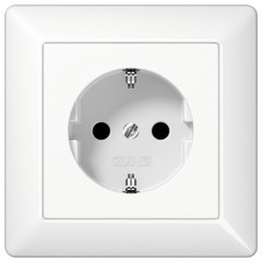 Kontaktligzda SCHUKO, 16 A 250 V ~, ar rāmi, duroplasts, Serie AS, balts