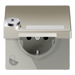 Kontaktligzda SCHUKO, 16 A 250 V ~, marķējams, ar bērnu drošību un vāciņu, ar drošības slēdzeni, termoplasts, krāsa nerūsējošais tērauds