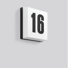 Gaismeklis The Ultimate Ultra-flat House Number Luminaire, 4 W, 230 lm, 840, black, on/off House number luminaires, L 226 B 226 H 70, Plastic (PMMA) opal