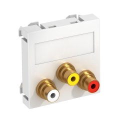 Media adapteris audio/video 3x vietīgs, rozete-rozete 45x45mm, PC, dzidri balts, 9010 MTG-12R F RW1