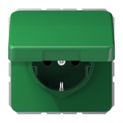 Kontaktligzda SCHUKO, 16 A 250 V ~, ar bērnu drošību un vāciņu, termoplasts, Serie CD, zaļš