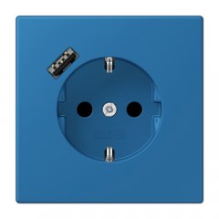 Kontaktligzda SCHUKO 16 A 250 V ~, USB pieslēgvieta 1 x Typ A, ar bērnu drošību, Serie LS, bleu céruléen 31