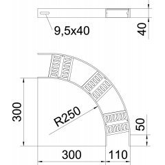 90° līkums ar Z veida spraišļiem B110mm, Alu, GB