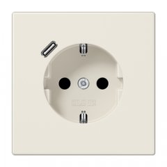 Kontaktligzda SCHUKO 16 A 250 V ~, USB pieslēgvieta 1 x Typ C, ar bērnu drošību, Serie LS, ziloņkaula