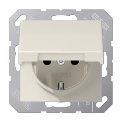 Kontaktligzda SCHUKO, 16 A 250 V ~, skrūvju spailes, ar vāciņu, duroplasts, Serie AS, ziloņkaula