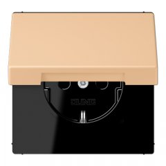 Kontaktligzda SCHUKO, 16 A 250 V ~, ar bērnu drošību un vāciņu, termoplasts krāsots, Serie LS, terre sienne claire 31
