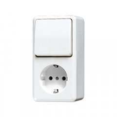 SCHUKO®-kontaktligzda 16 A 250 V ~ ar universālu izslēgšanas slēdzi 10 AX 250 V ~, AP 600, balts