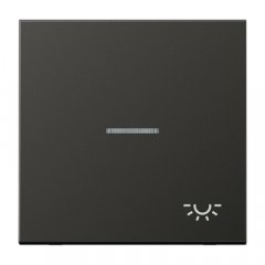 Taustiņs 1-viet, ar indikācijas logu, ar spuldzes simbolu, alumīnijs krāsots, Serie LS, antracīts (lakots alumīnijs)