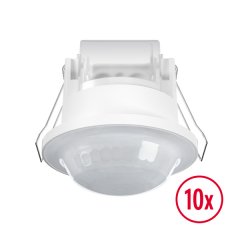Ceiling-mounted presence detector BASIC EXPRESS PD 360° 08 IR 1C FM IP23 WH, range approx. Ø 8 m, zero-cross switching, remote controllable