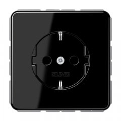 Kontaktligzda SCHUKO, 16 A 250 V ~, ar bērnu drošību, termoplasts, Serie CD, melns