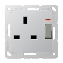 Kontaktligzda pārslēdzama Anglijas standarts, 13 A 250 V ~, skrūvju spailes BS 1363-1, 4 mm2, ar indikātoru, alumīnijs
