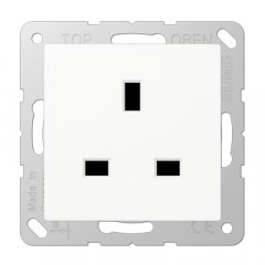 Kontaktligzda 13 A 250 V ~, skrūvju spailes BS 1363-1, 4 mm2, ar bērnu drošību, duroplasts, Serie AS/A, balts