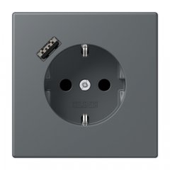 Kontaktligzda SCHUKO 16 A 250 V ~, USB pieslēgvieta 1 x Typ A, ar bērnu drošību, Serie LS, gris foncé 31