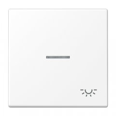 Taustiņs 1-viet, ar indikācijas logu, ar spuldzes simbolu, Serie LS, sniegbalts matēts