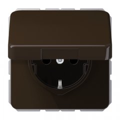 Kontaktligzda SCHUKO, 16 A 250 V ~, ar bērnu drošību un vāciņu, termoplasts, Serie CD, brūns