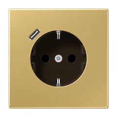 Kontaktligzda SCHUKO 16 A 250 V ~, USB pieslēgvieta 1 x Typ C, ar bērnu drošību, Serie LS, misiņš