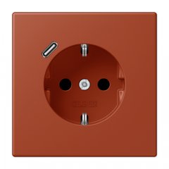 Kontaktligzda SCHUKO 16 A 250 V ~, USB pieslēgvieta 1 x Typ C, ar bērnu drošību, Serie LS, l'ocre rouge