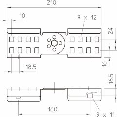 Regulējams savienojums kabeļu trepem 64x210, V2A, 1.4301, 2B