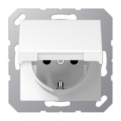 Kontaktligzda SCHUKO, 16 A 250 V ~, ar bērnu drošību un vāciņu, duroplasts, Serie A, balts